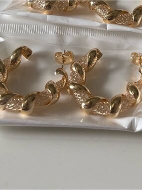 Gold Twisted Hoop Earrings